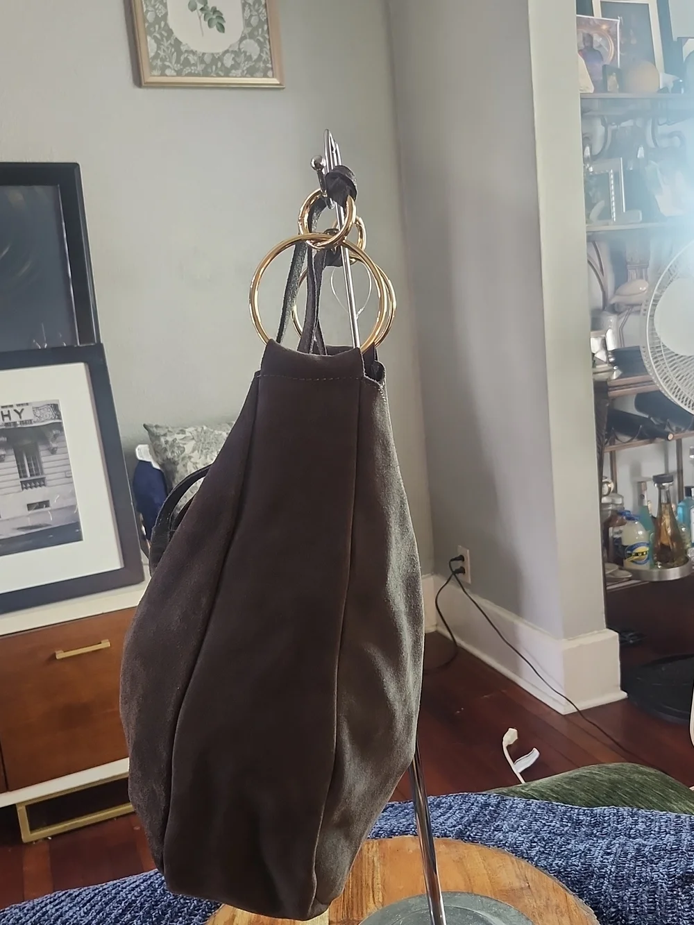Claudia Firenze Gray Suede Hobo Shoulder Bag Crossbody Made In Italy Euc